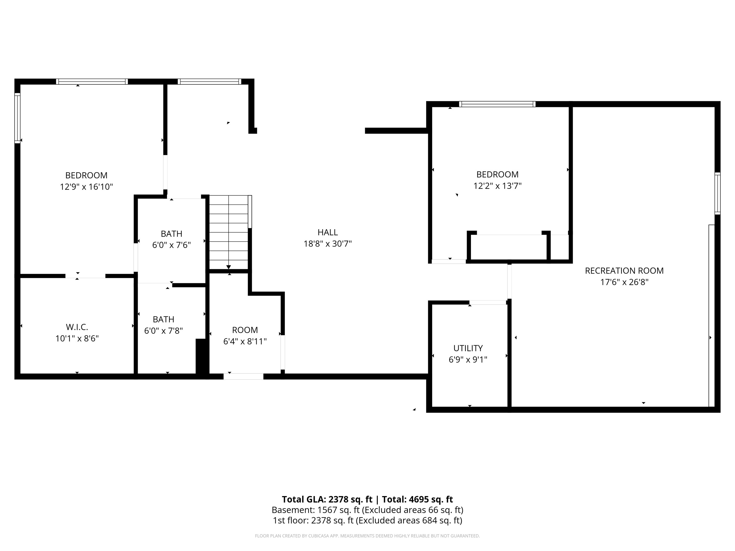 First floor plan with dimensions