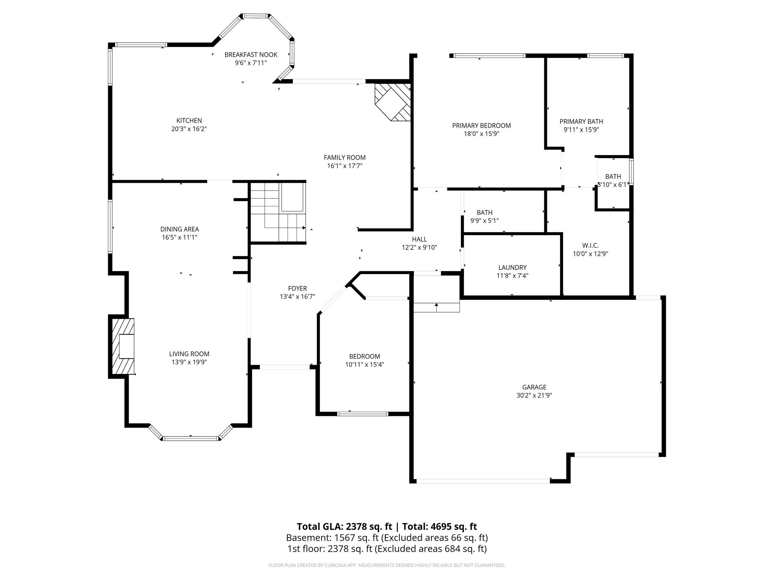Second floor plan with dimensions
